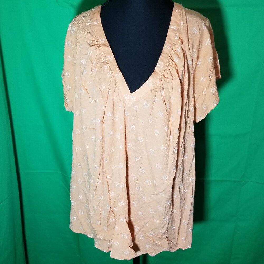 Torrid Womens Size 1 Orange Flutter Sleeve V-Neck Blouse Boho Spring Retro